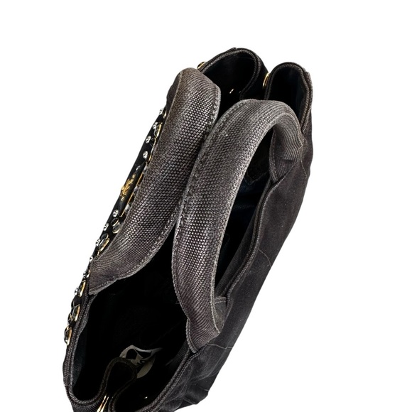 Authentic PRADA Triple Studded Black Denim Canapa Mini Tote Bag - Picture 12 of 14